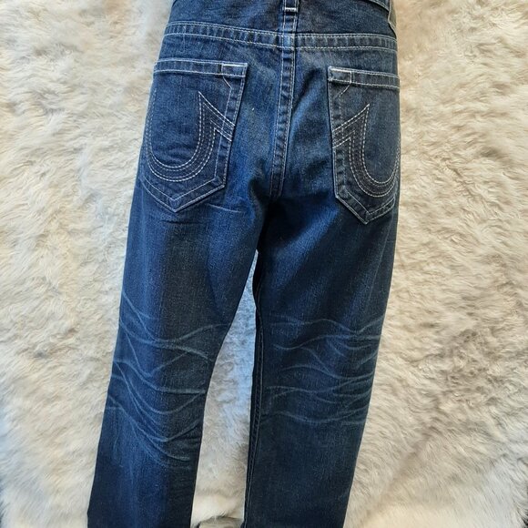 True Religion Men's Bobby Blue Dark Wash Straight Legs Denim Jeans W38L34 - Picture 2 of 12